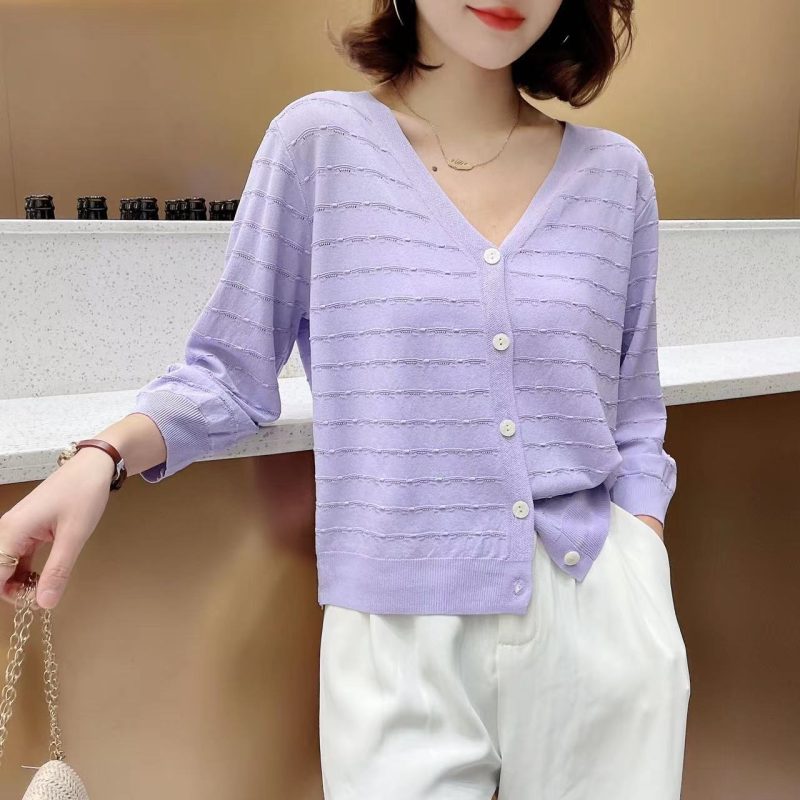 Ice Silk Knit Cardigan & Skirt Set - Image 3