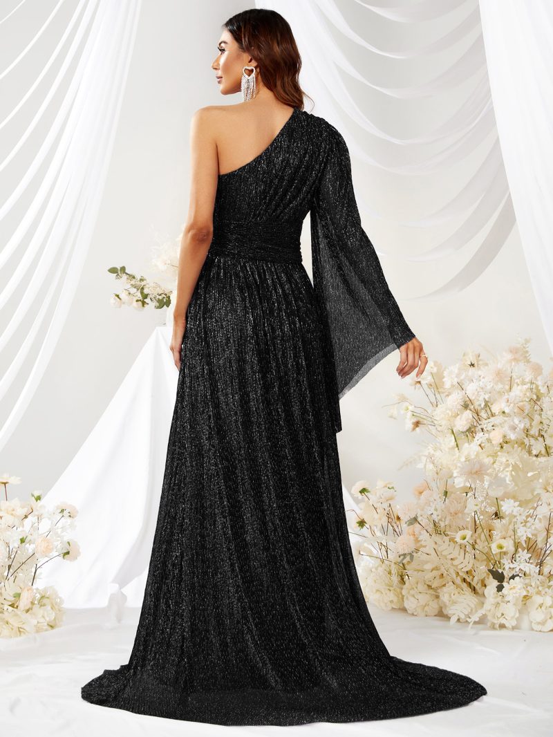One-Shoulder Slit Maxi Dress - Image 5