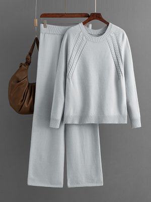 Solid Color Knit Suit Set