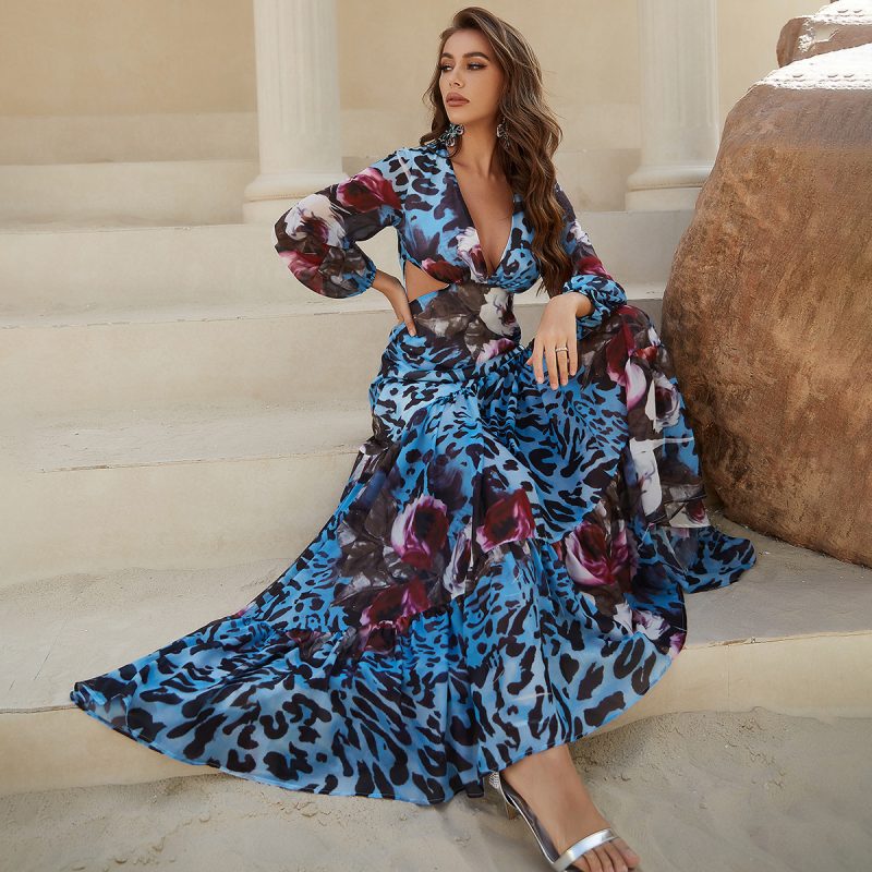 Leopard Print Long Sleeve Dress - Image 3