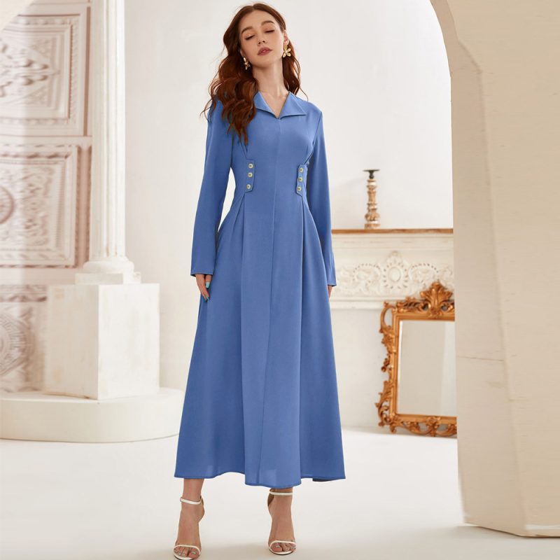 Elegant V-neck High Waist Dress for Women's Fashion