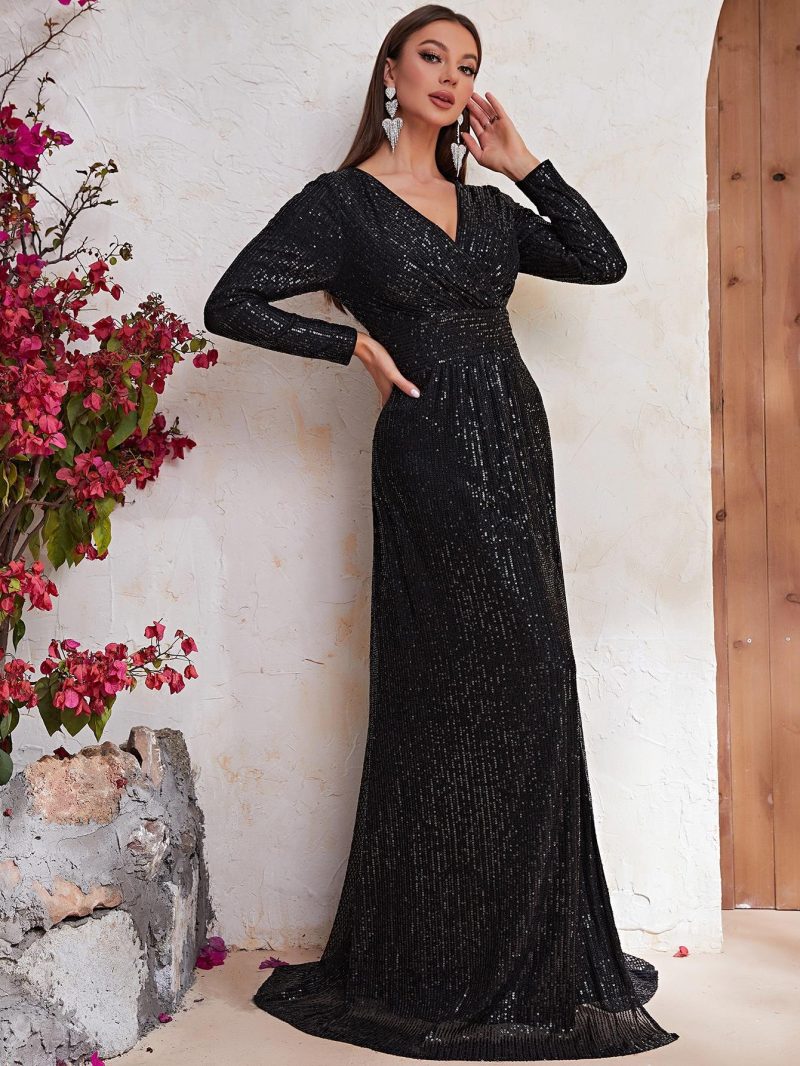 Sequin V-Neck Fishtail Maxi Dress - Image 5