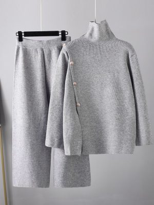 Stand Collar Knit Set: Winter Warm Elegance