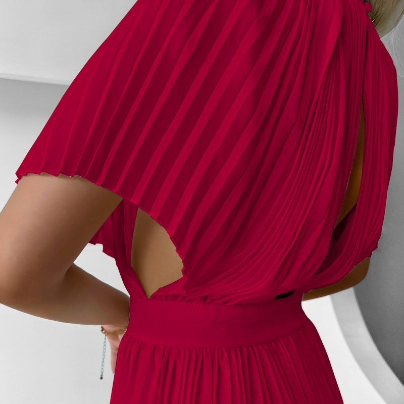 Pleated Batwing Sleeve Short Dress - Image 3