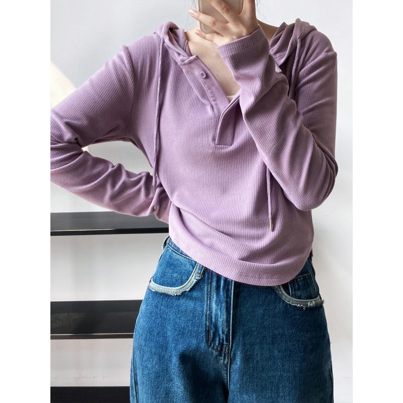 Purple Hooded Sweater Long Sleeve - Image 4