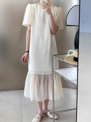 Bubble Sleeve Organza Dress