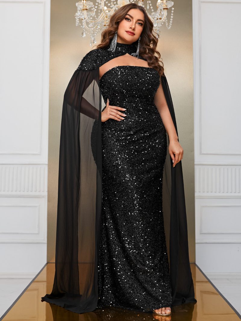 Plus Size Sequined Shawl Maxi Dress - Image 4