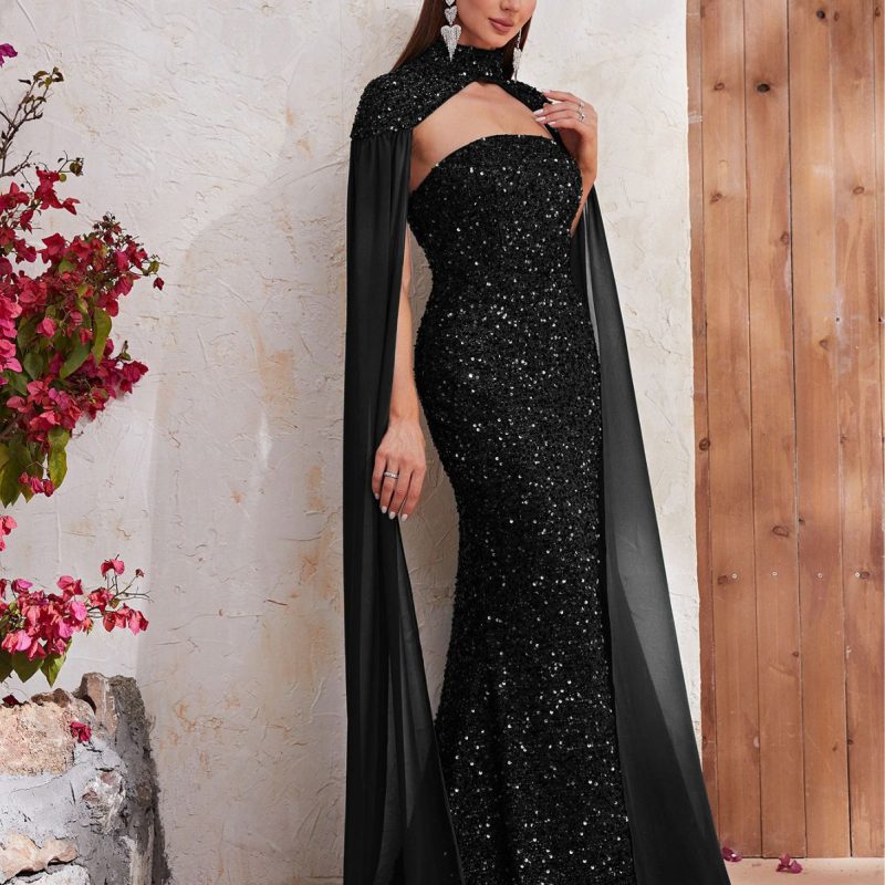 Halter Sequin Fishtail Party Dress - Image 3