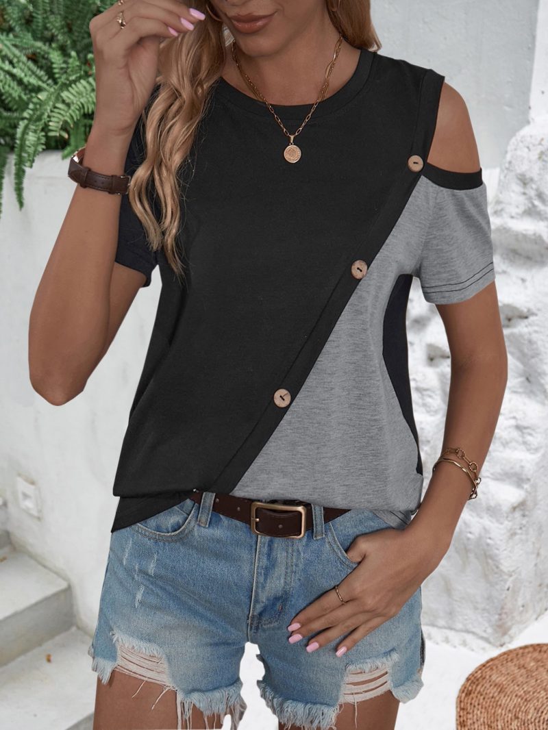 Contrast Color Loose Tee - Summer Chic - Image 3