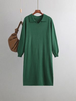 Chic V-Neck Overknee Sweater Dress for Women