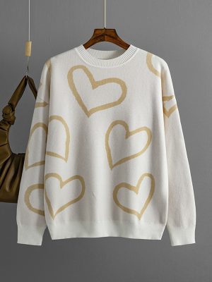 Love Contrast Color Loose Pullover