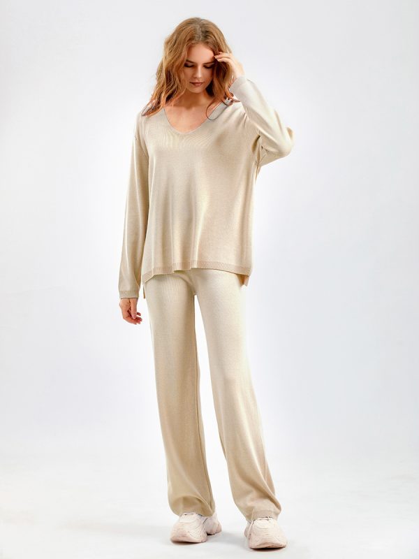 Ice Silk V-Neck Suit: Spring/Autumn Chic - Image 2