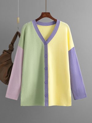 olor Stitching Knit Cardigan