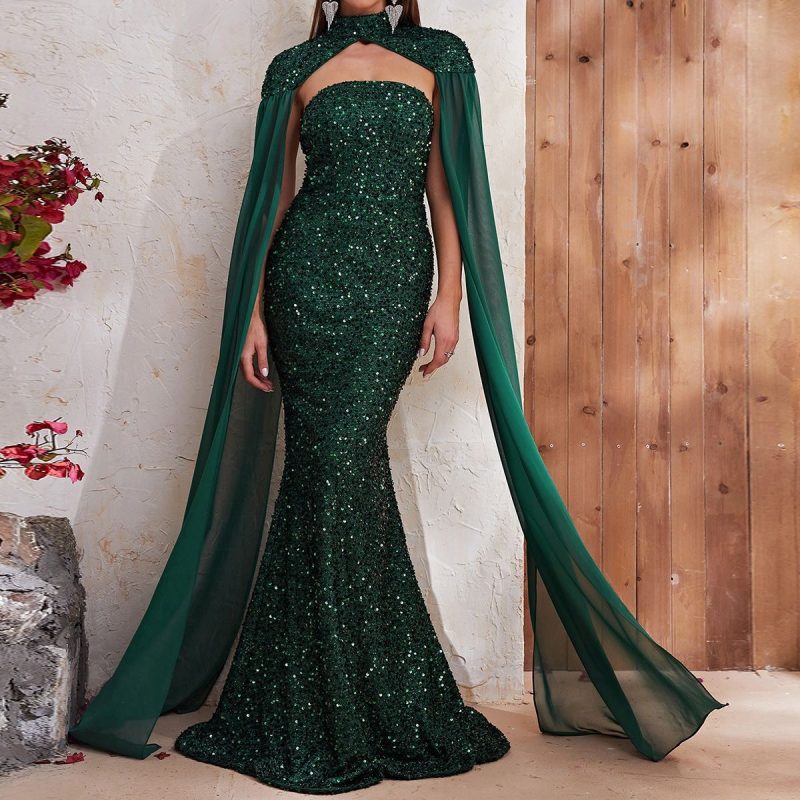 Popular Sequin Halter Fishtail Dress