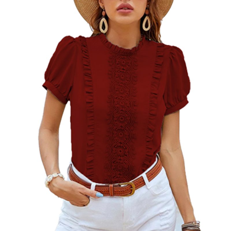 Lace Detail Casual Women's Shirt - Popular Style - Image 3