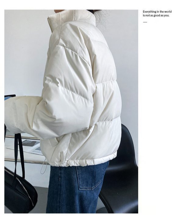 Stand Collar Short Down Jacket - Image 6