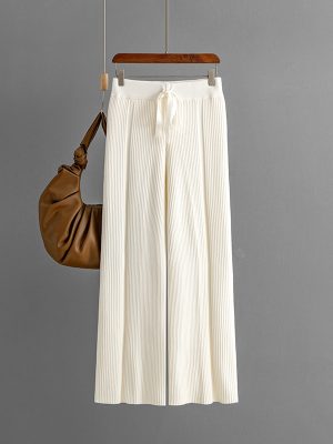 Knitted Wide Leg Wool Pants