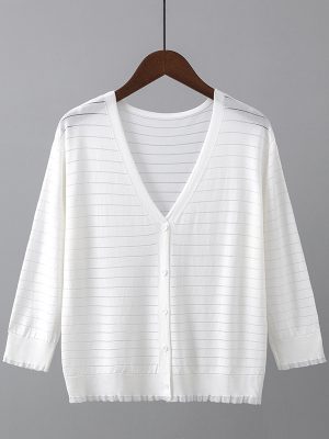 Ice Silk Striped Cardigan