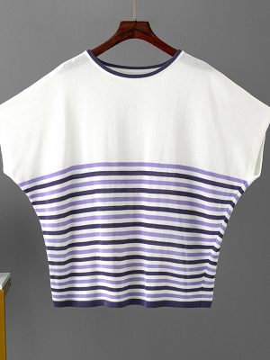 Ice Silk Stripes Batwing T-Shirt