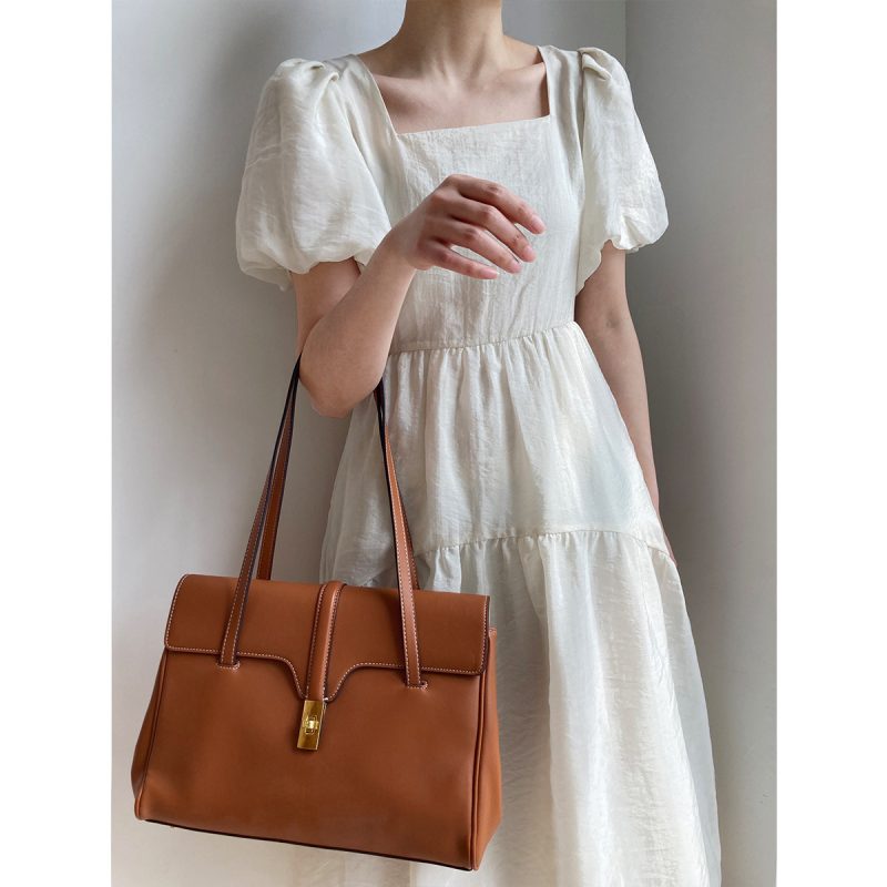Square Collar Puff Sleeve Dress - Image 4
