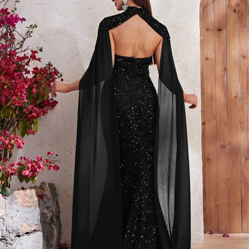 Halter Sequin Fishtail Party Dress - Image 5