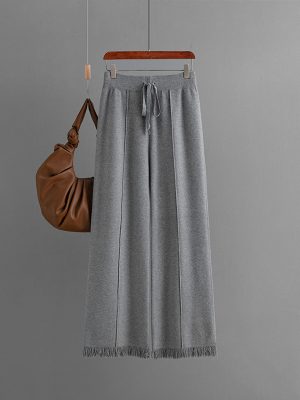 Tassel Knitted Wide-Leg Pants