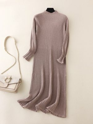 Striped Knit Overknee Dress