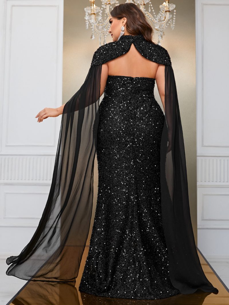 Plus Size Sequined Shawl Maxi Dress - Image 2