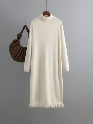 Solid Turtleneck Knit Dress