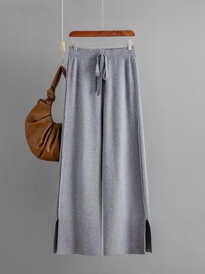 Autumn Knitted Wide Leg Pants: High Waist Elegance