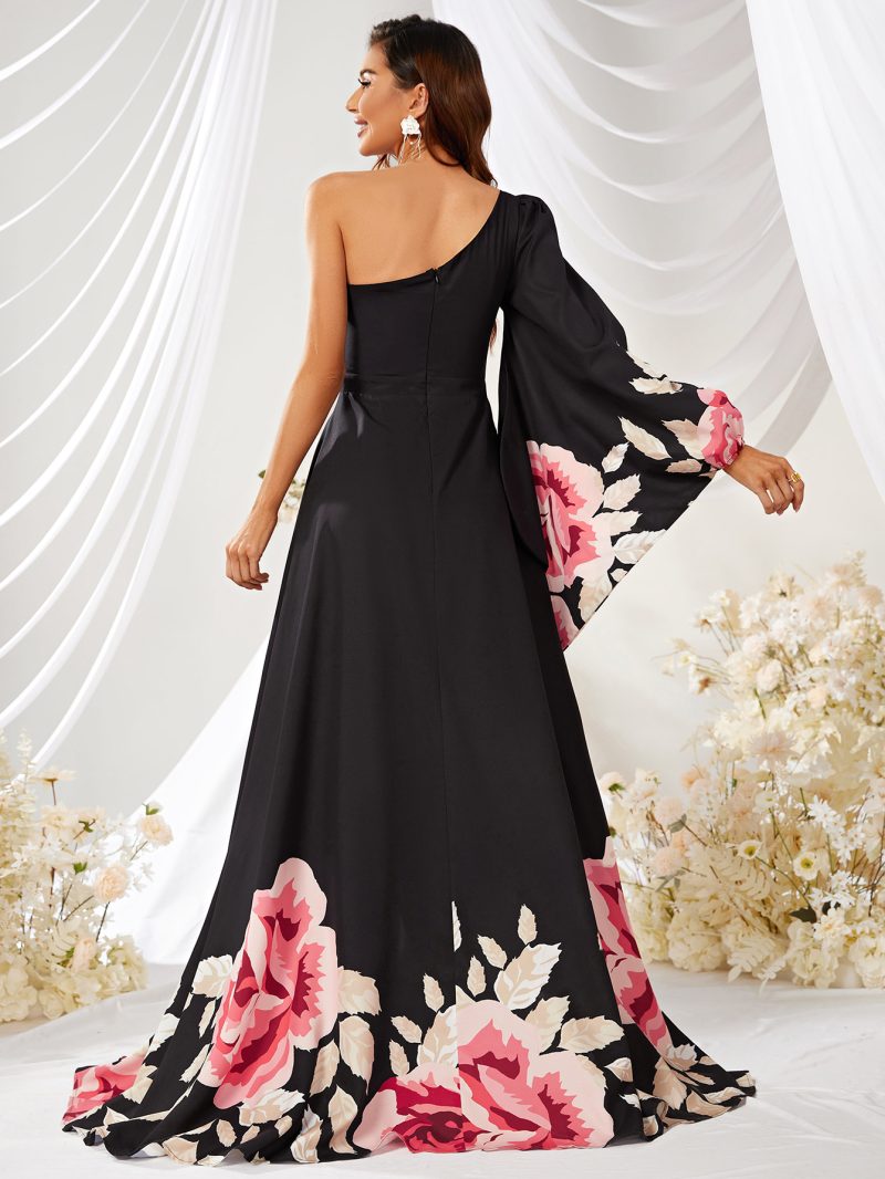 Digital Print Single Sleeve Maxi Dress - Image 3
