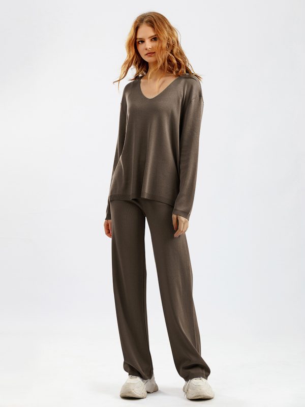 Ice Silk V-Neck Suit: Spring/Autumn Chic - Image 3