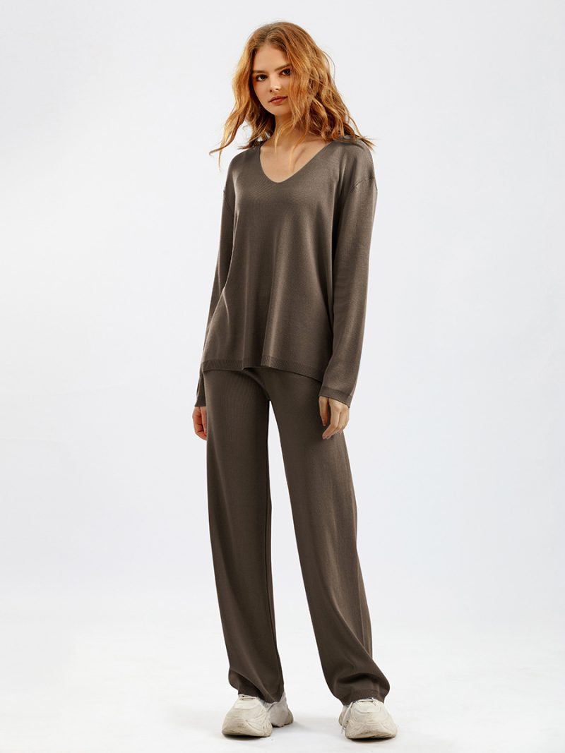 Ice Silk V-Neck Suit: Spring/Autumn Chic - Image 3