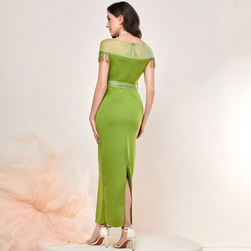 Autumn Elegant Stitched Mesh High Waist Dress - Image 4