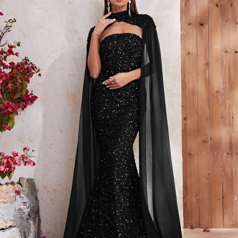 Halter Sequin Fishtail Party Dress - Image 4