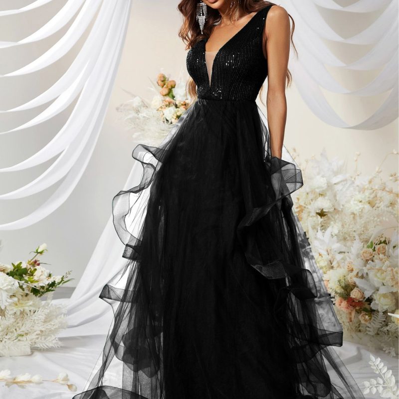 Sequined V-Neck Senior Maxi Dress - Image 2