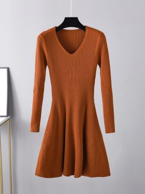 Woolen A-Line Waist Slimming Dress