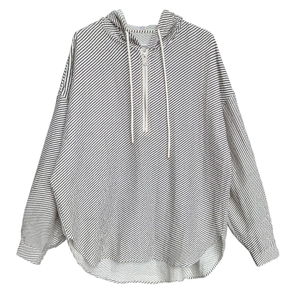 Striped Hooded Half Coat - Image 5
