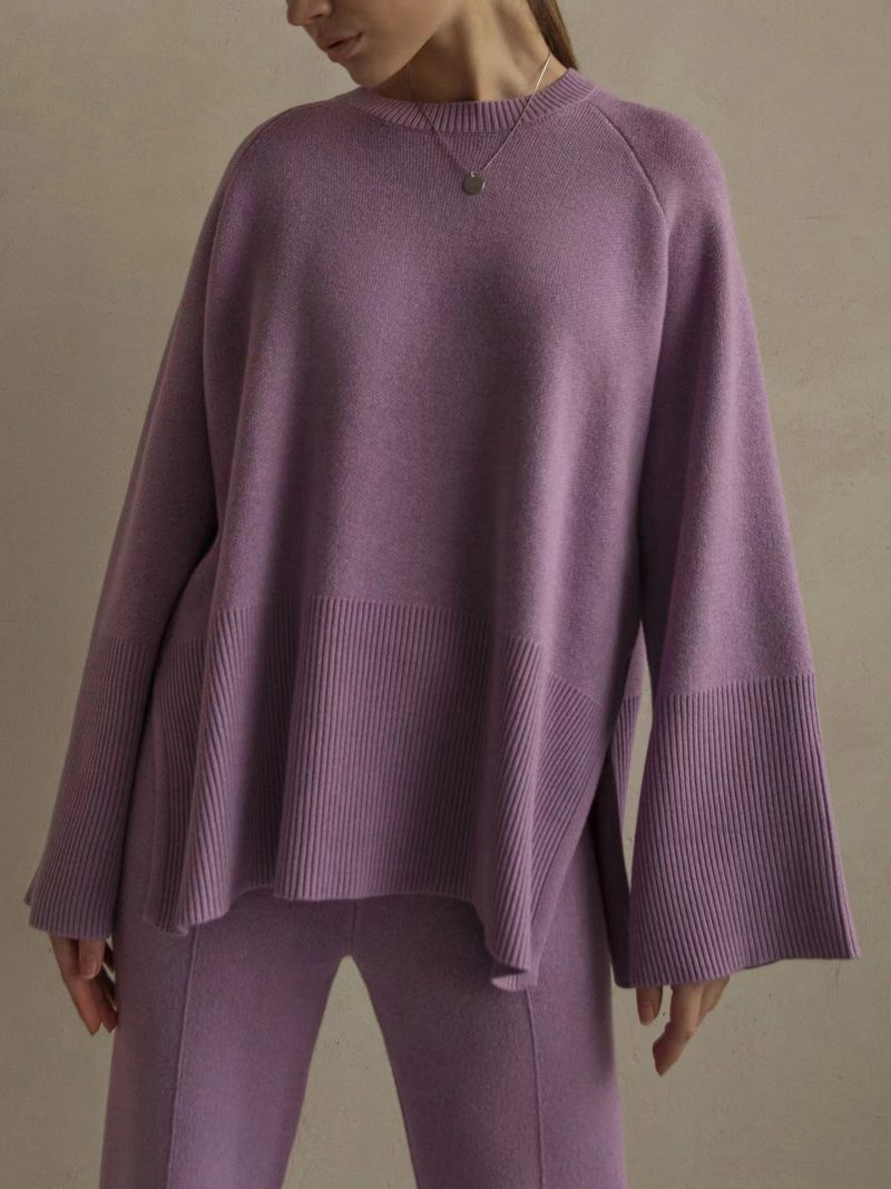 Winter Flare Sleeve Knit Suit: Cozy Elegance - Image 2