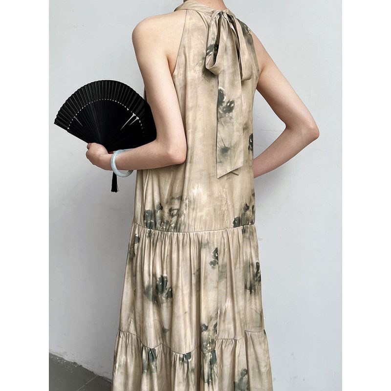 French Blooming Halter Dress | Summer Hepburn Elegance - Image 4