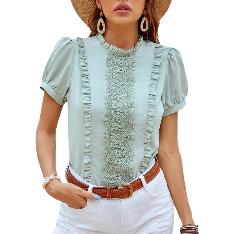 Lace Detail Casual Women's Shirt - Popular Style - Image 4