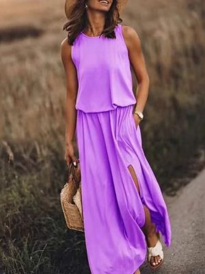 Sleeveless Suspender Maxi Dress – Summer Holiday