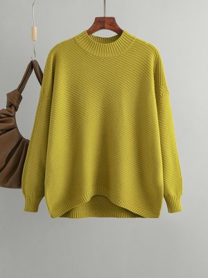 Retro Oversized Sweater: Women’s Mock Neck Pullover