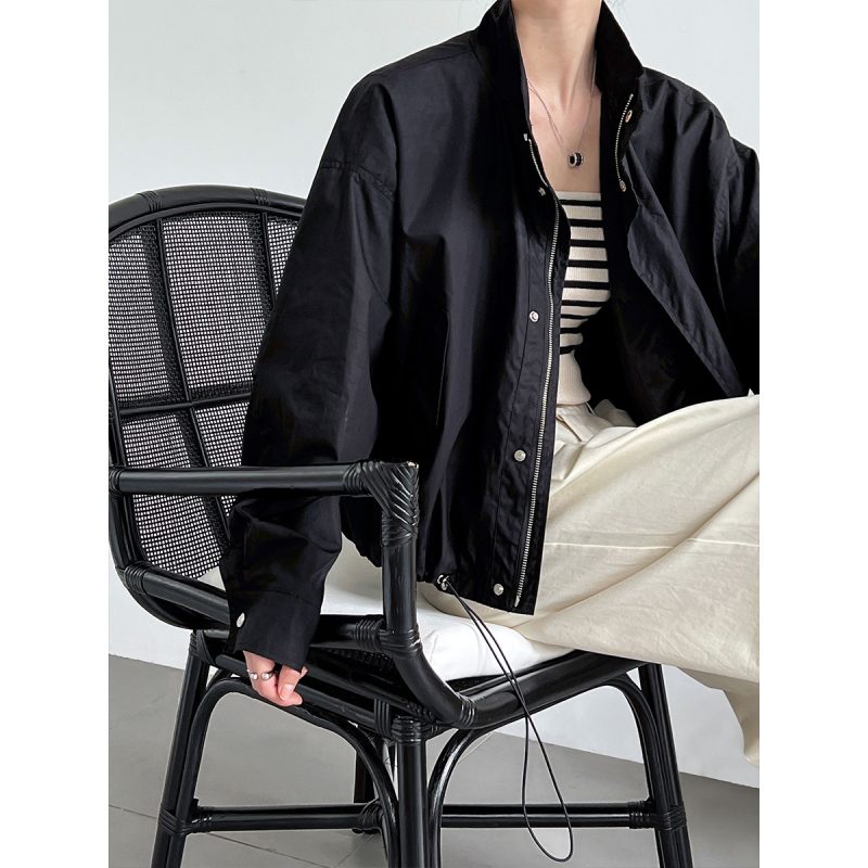 Retro Stand Collar Cargo Jacket - Image 4