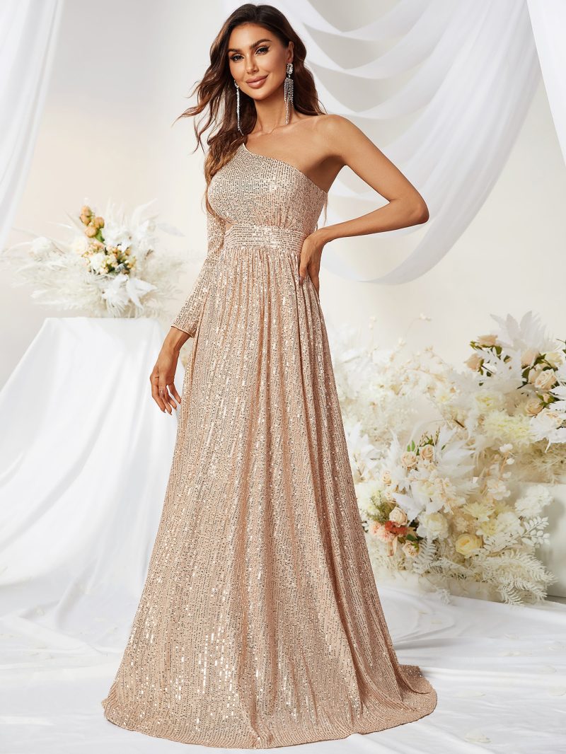 Sequined One-Sleeve Fishtail Evening Dress - Image 2