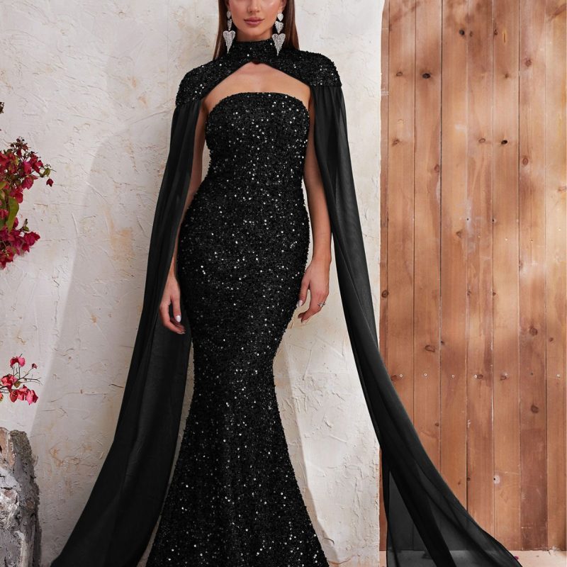 Halter Sequin Fishtail Party Dress - Image 2