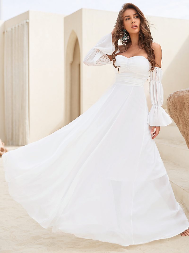 Long Sleeve Tube Top Chiffon Dress - Image 2