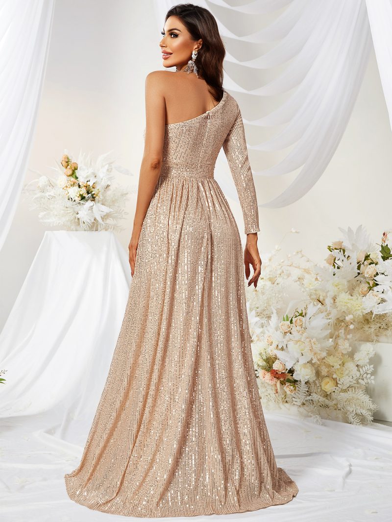 Sequined One-Sleeve Fishtail Evening Dress - Image 5