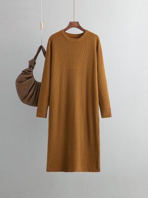 Round Neck Knit Sweater Dress