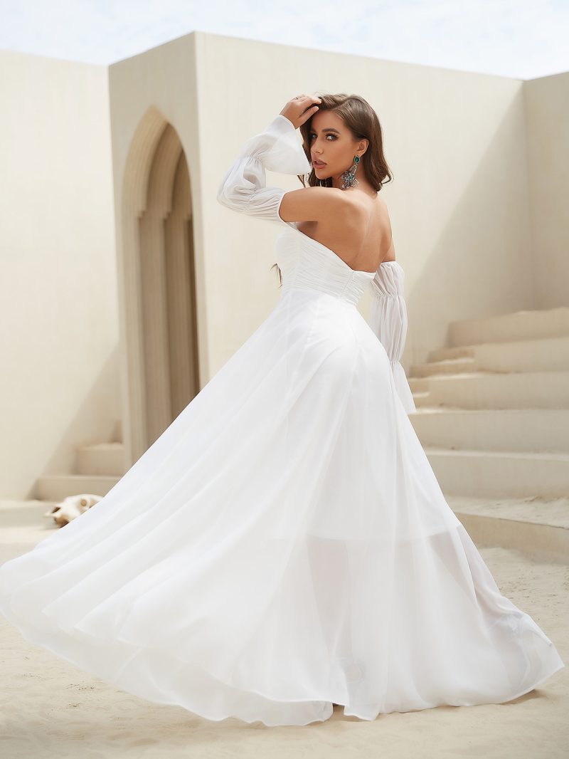 Long Sleeve Tube Top Chiffon Dress - Image 4